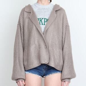 Neutral Taupe Oversize Cardigan Sweater XL